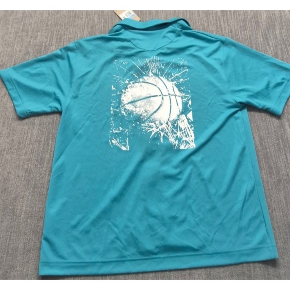 NWT Nike Dri-fit men's teal blue loose fit button up shirt Med. Basketball logo